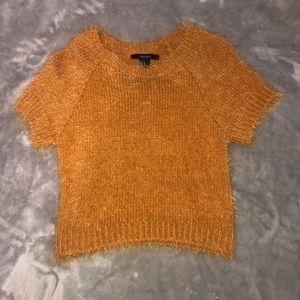 Forever 21 Fuzzy Orange Crop Top